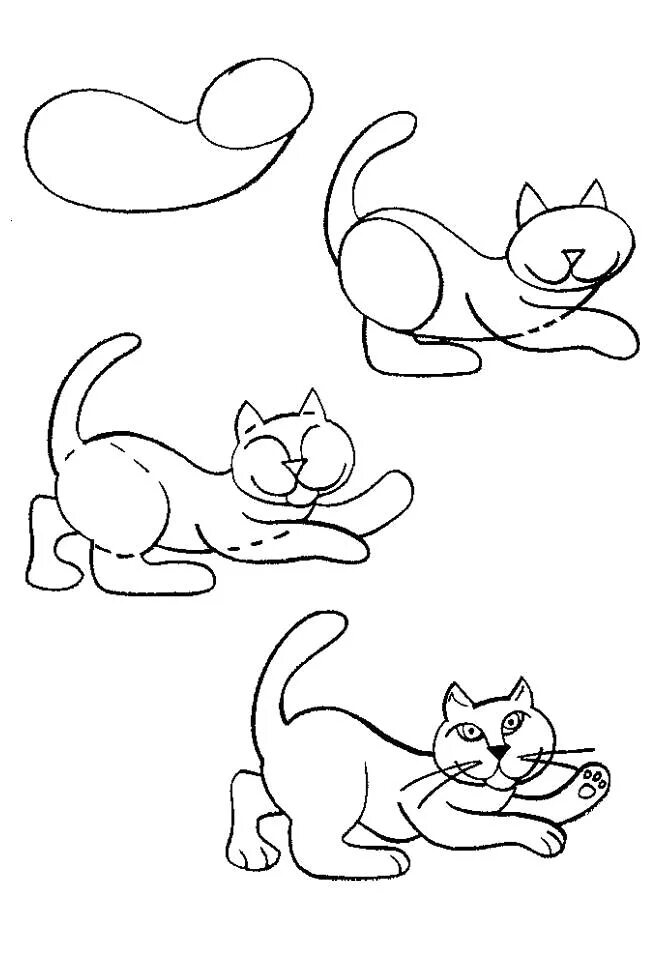 Кошка рисунок. Схема рисования кота для детей. Кошка рисунок карандашом для детей. Поэтапное рисование кошки. Раскраска поэтапно
