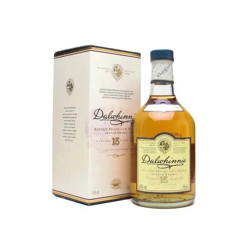 Виски Далвини 15 лет. Виски Dalwhinnie 15 yo, 0.75 л. Скотч виски Highland Single Malt Scotch. Виски Dalwhinnie 15 лет, 0.75 л, подарочная упаковка.