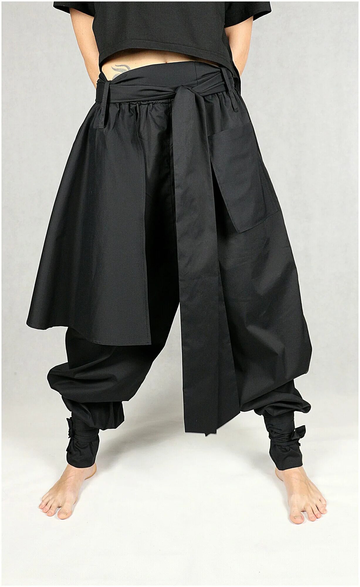Men Dragon Print Pattern Casual Pant Chinese Style Loose Jogger Harem Trousers M