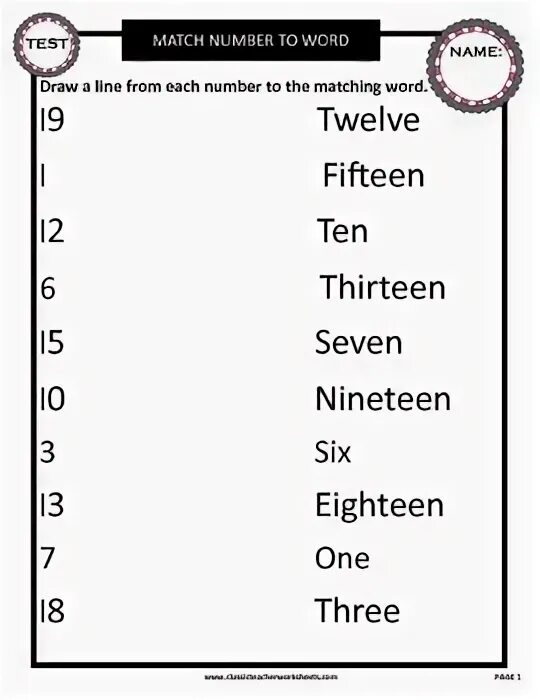 Match the numbers. Match the numbers