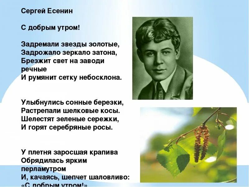 Весеннее стихотворение есенина. Стихи Есенина утро.