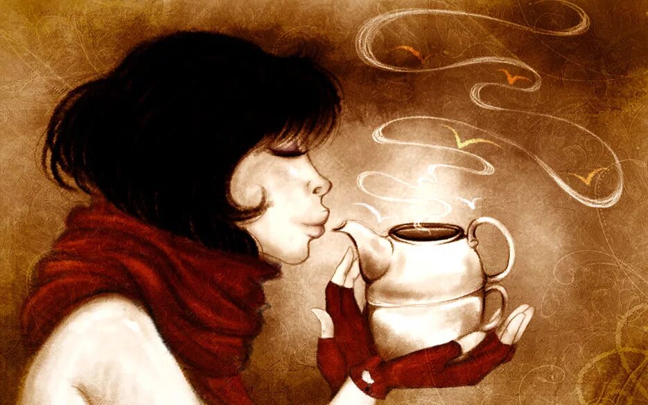 Чаепитие рисунок. Дама с чашкой кофе в живописи. Душевный разговор за чашкой чая. Кофе в живописи.