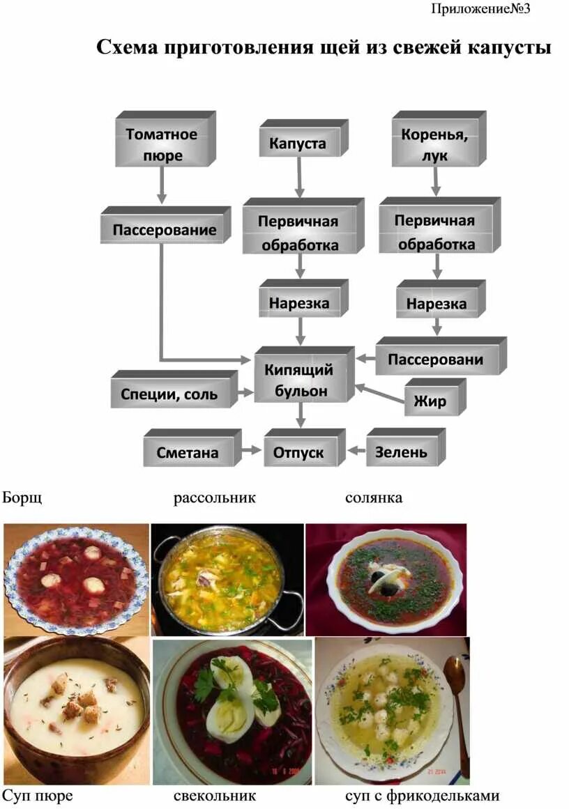 Технологическая схема борща с капустой и картофелем Особенности технологии и ассортимент блюд украинской кухни. Курсовая работа (т).