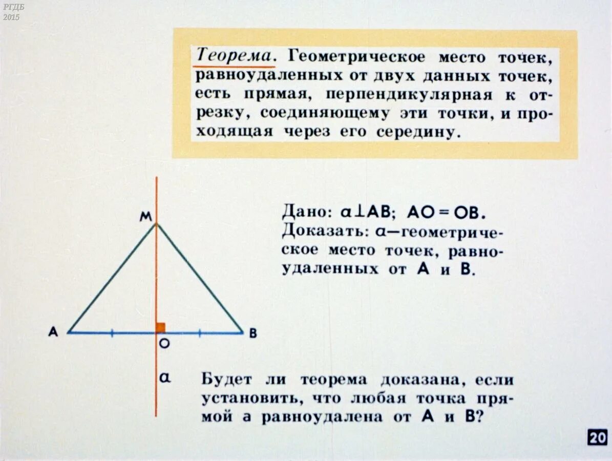 Выбери точки равноудаленные от прямых. Геометрическое место точек равноудаленных от двух данных. Геометрическое место точек теорема. Геометрическое место точек равноудаленных от двух данных точек. Геометрическое место точек равноудаленных.