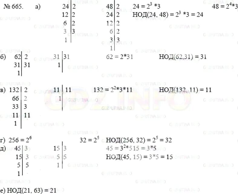 Упр 665. НОД 62 31. Матем 5 класс номер 665 Никольский. Наибольший общий делитель 5 класс. НОД математика 5 класс.