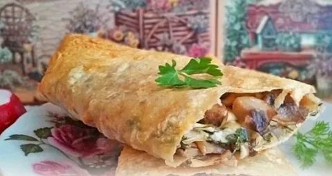 Рецепт лаваш с грибами и сыром