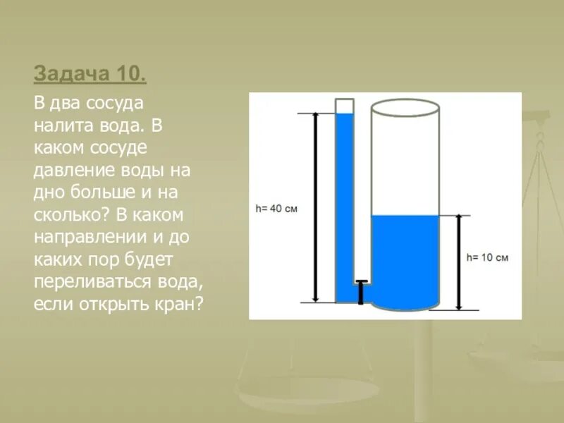 Определить давление воды высотой 30 см. Давление воды. Давление в емкости с водой. Сообщающиеся сосуды задачи с решением. Давление воды в сосуде.