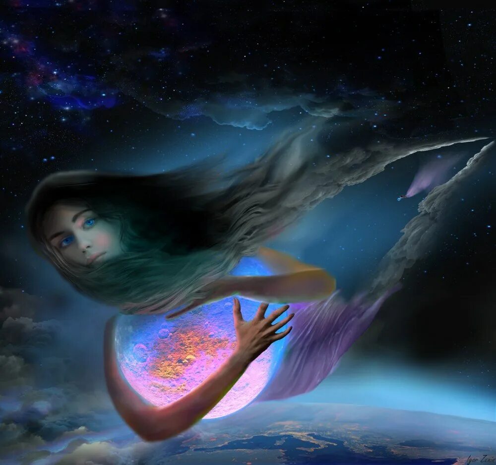 Девушка космос. Женщина Вселенная. Внутренняя Вселенная. Душа в космосе.