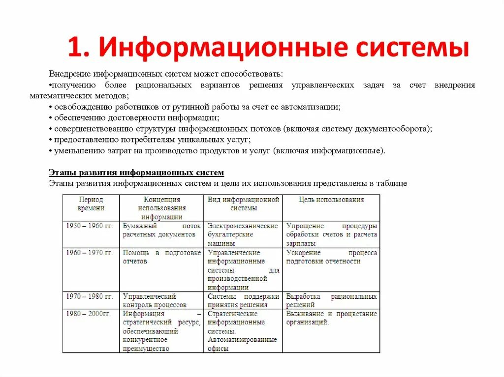 Поколение ис. Информационные системы таблица. Понятия об информационных системах таблица. Основные этапы развития ИС. Таблица - история развития ИС.