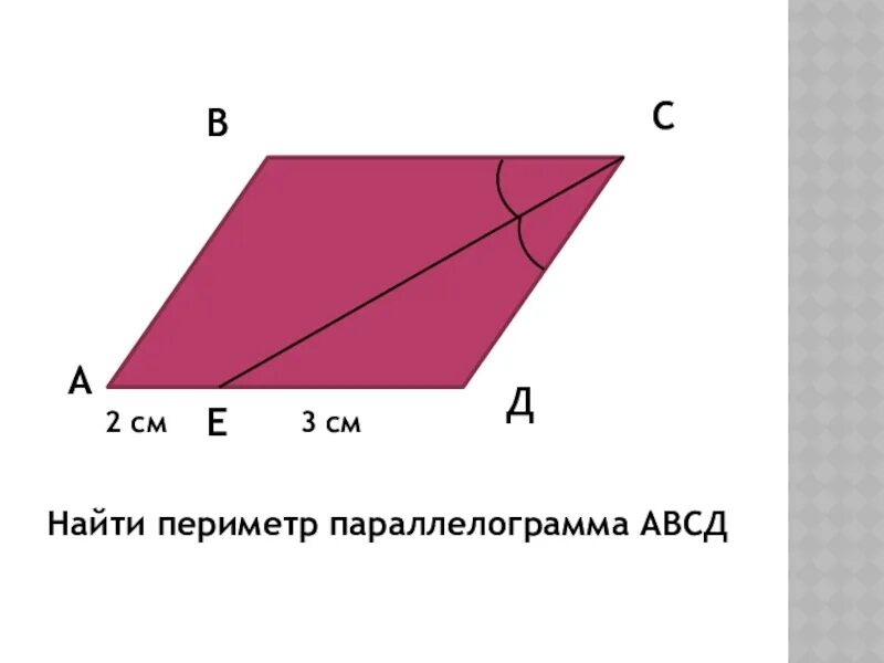 В параллелограмме авсд ав сд. Параллелограмм АВСД. Периметр параллелограмма. Периметр параллелограмма АВСД. Полупериметр параллелограмма.