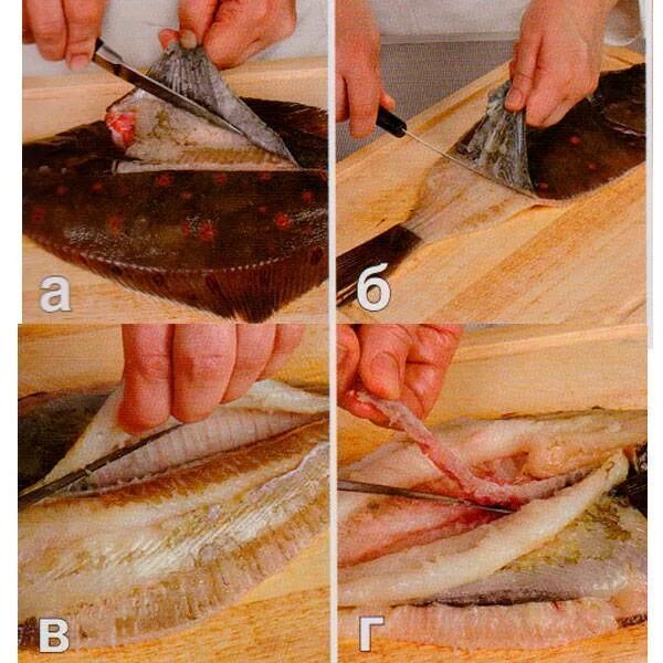 Разделка камбалы. Разделать камбалу для жарки. Потрошение камбалы. Выпотрошить камбалу. Разделка рыбы камбалы.