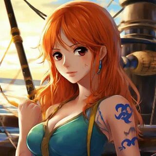 "Nami(one piece) joven, esbelta de ." - imagen creada en Shedevru...