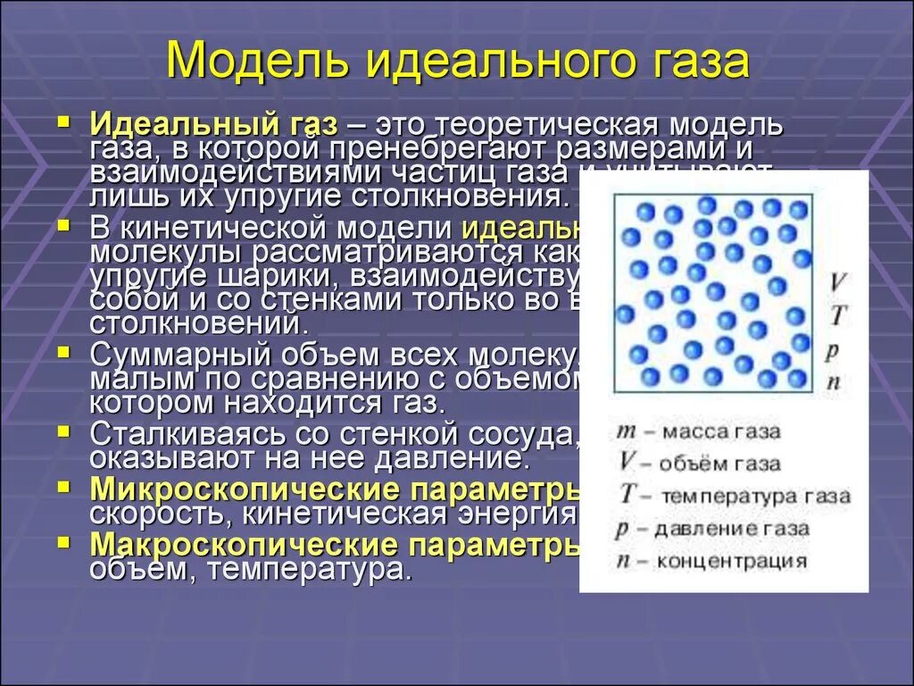 Скорость хаотического движения частиц. Модель идеального газа параметры идеального газа. Характеристики модели идеального газа. Модель идеального газа молекулярная физика. Основные положения модели идеального газа.