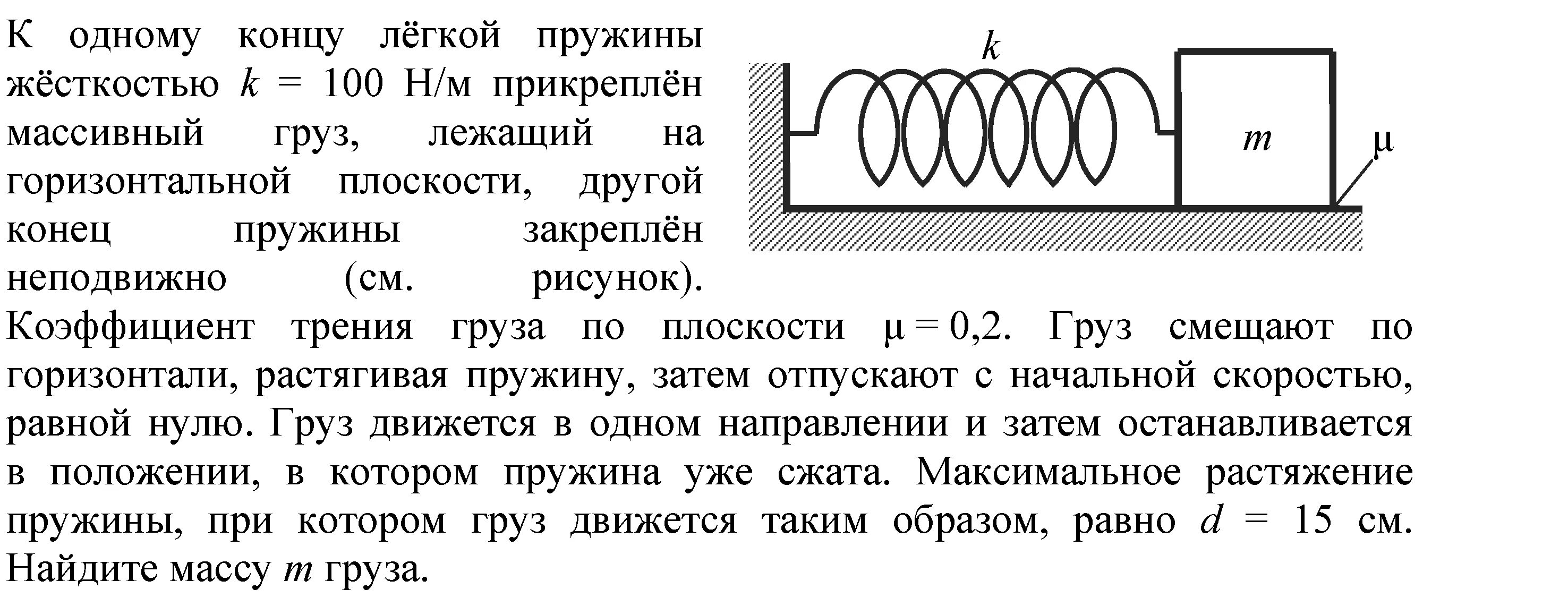 Один конец легкой горизонтальной пружины. Груз прикрепленный к пружине. Пружину жесткостью 100. К одному концу легкой пружины прикреплен. Груз прикрепленный к пружине жесткостью 200.