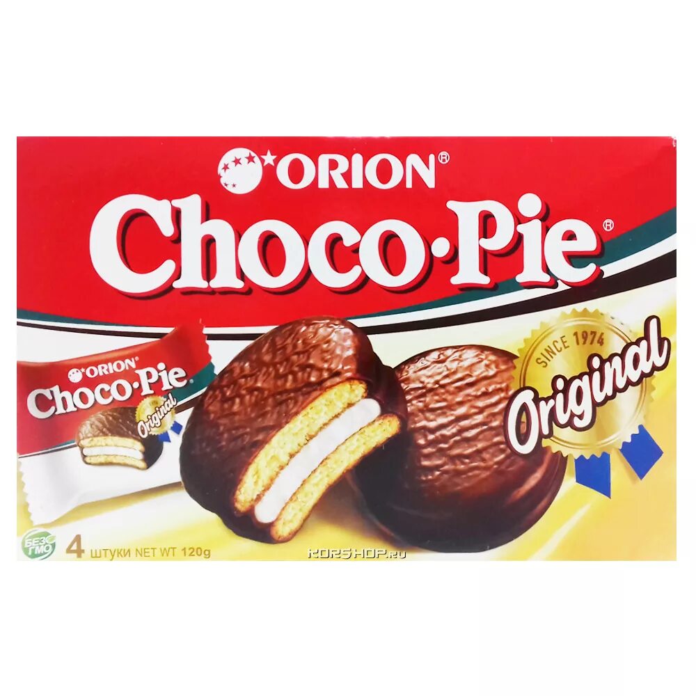 Чокопай сколько штук. Чоко Пай Орион 120. Пирожное Orion Choco pie 120 гр. Choco pie Orion 4 штук. Печенье Чоко-Пай Орион  20*(4*30г).