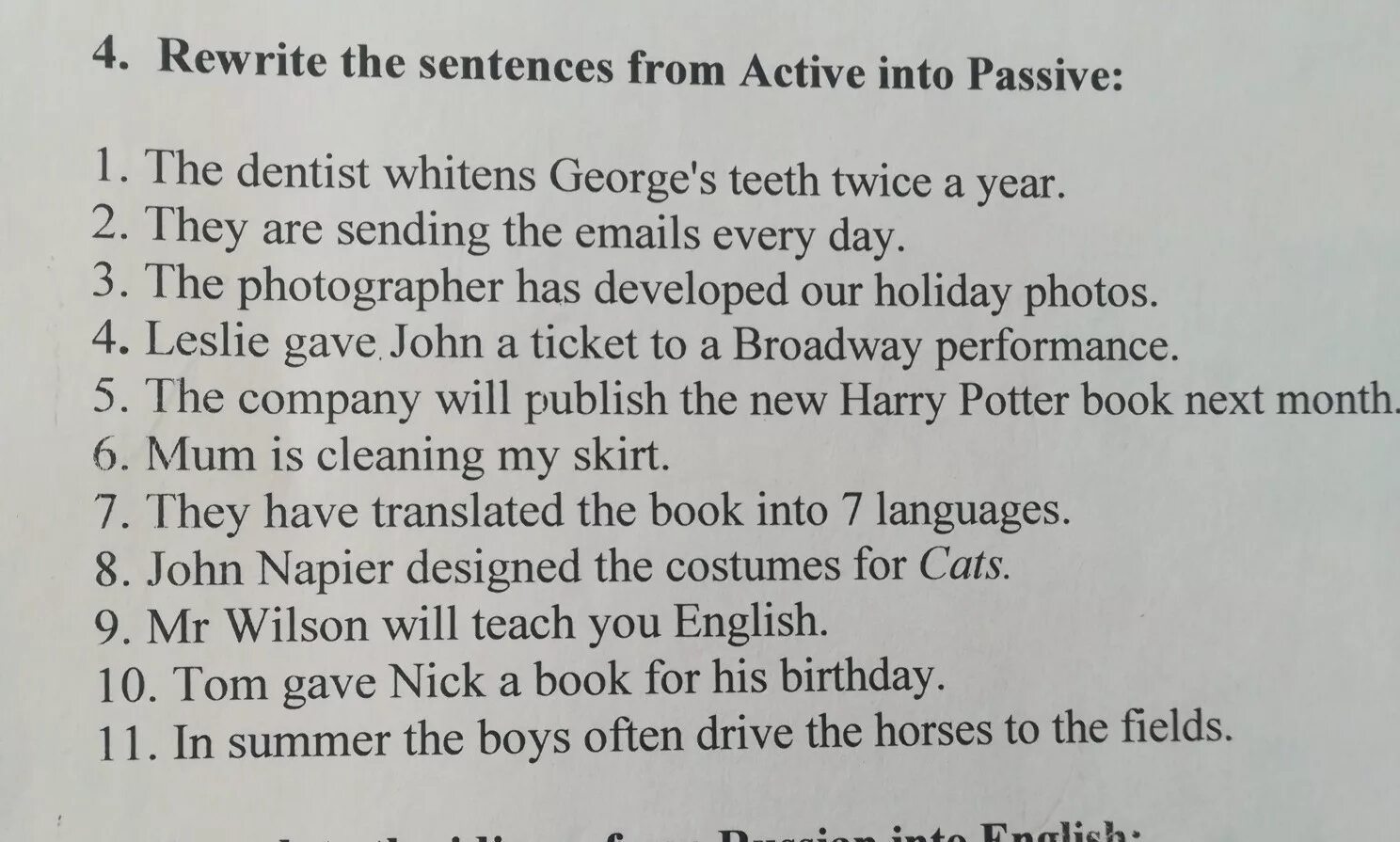 Rewrite the following sentence. Rewrite the sentences in the passive. rewrite the sentences into passive voice. rewrite the active sentences in the passive. rewrite the sentences in the active.