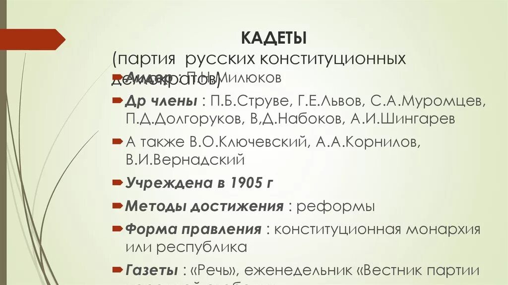 Кадеты какая партия. Цели партии кадетов 1905. Кадеты методы достижения целей. Конституционные демократы методы. Кадеты партия цели.