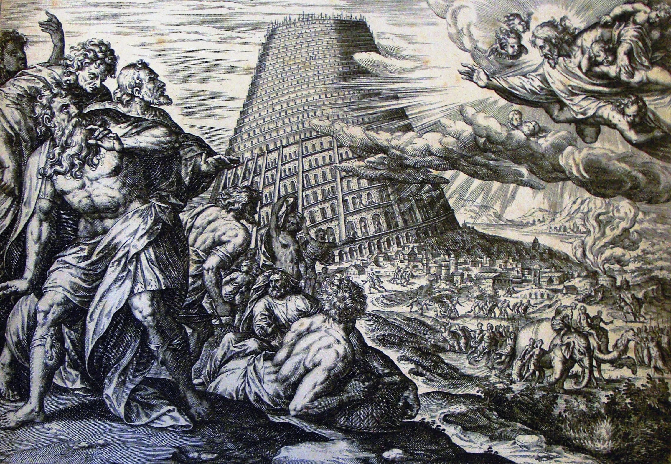 Второй именно. Вавилонская башня столпотворение. Вавилонская башня Карольсфельд. Боги прогневались Вавилонская башня. Вавилонская башня гравюра.