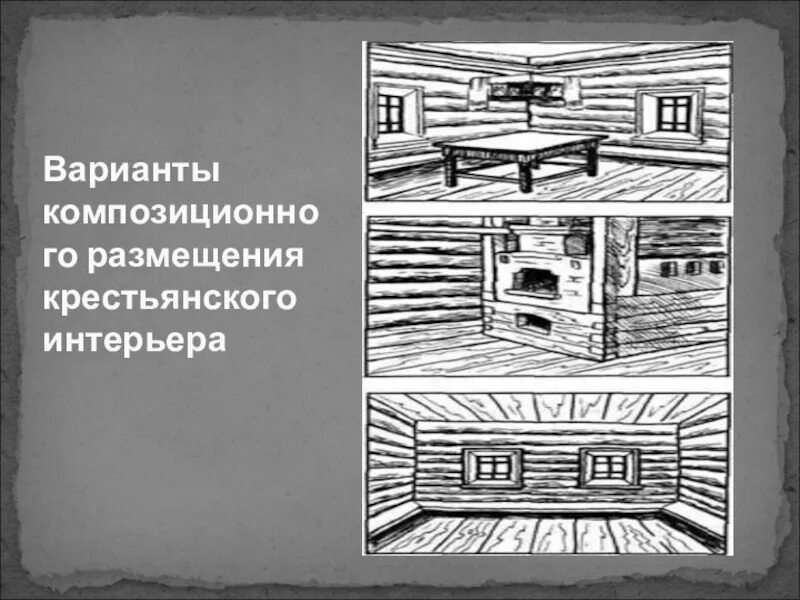 Математика решение печки. Варианты композиционного размещения крестьянского интерьера. Рисунок размещения крестьянского интерьера. Русская изба внутри рисунок. Внутреннее убранство русской избы 5 класс рисунки.