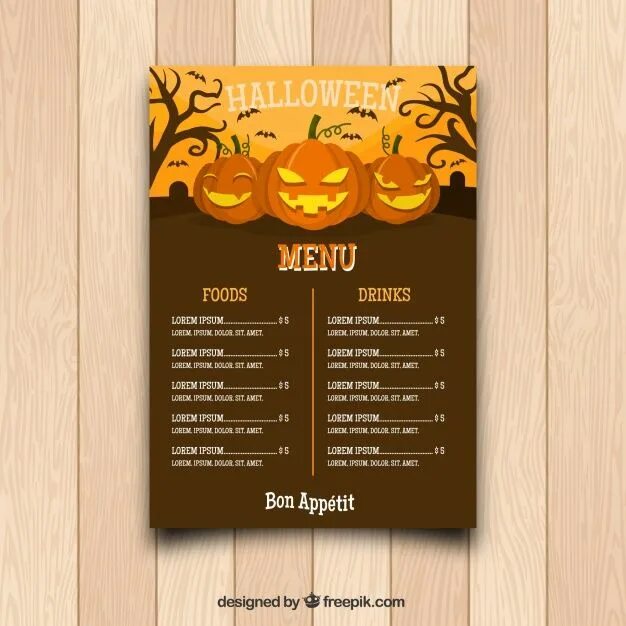 Halloween menu