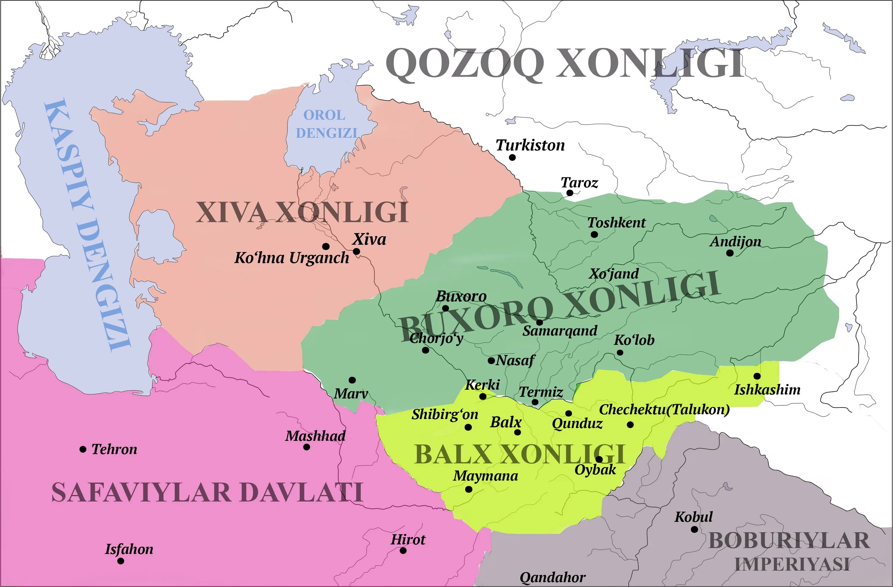 O zbekiston tarixi 9. Узбекское ханство территория. Бухарское Хивинское и Кокандское ханство. Хива и Бухара на карте. Бухарское ханство карта.