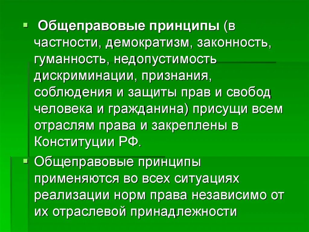 Отраслевыми принципами являются. Общеправовые принципы.