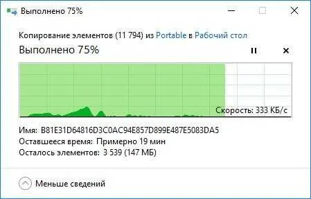 Падает скорость копирования