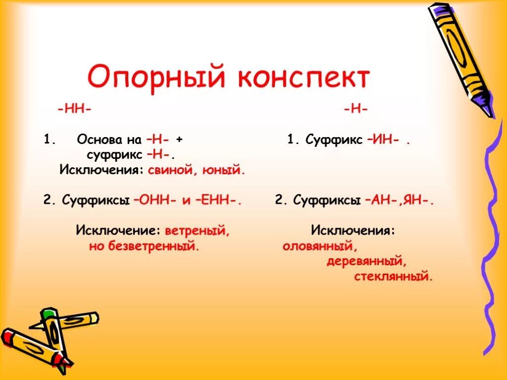 Суффикс ин в прилагательных значение. Суффиксы Енн онн. Енн исключения суффикс. Основа на н и суффикс н.