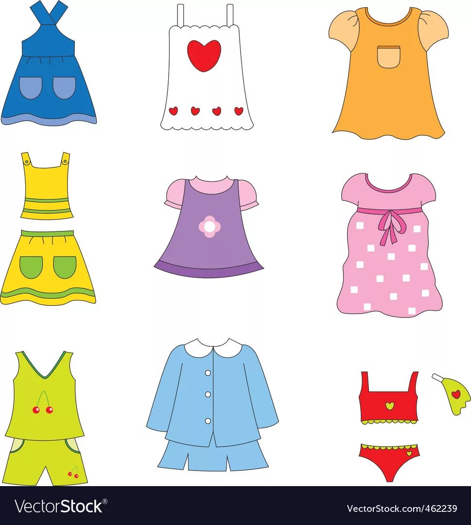 летняя одежда мультяшная. нарисованная одежда для детей. одежда для девочки картинка для детей. одежда ребенка в детском саду. бумажная кукла с сезонной одеждой.