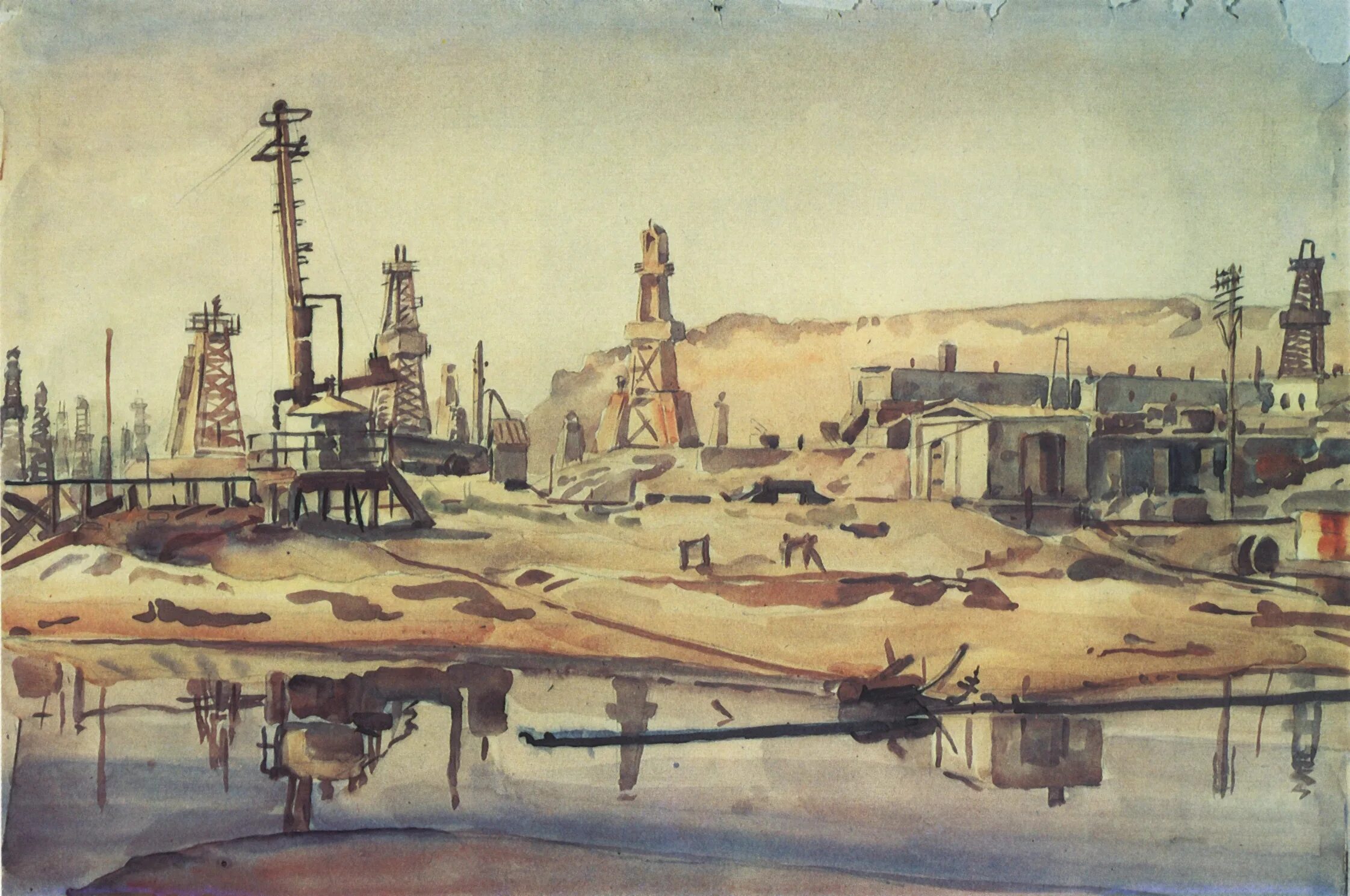 Нефтяные и газовые промыслы. Картины Богаевского Константина Индустриальный пейзаж.