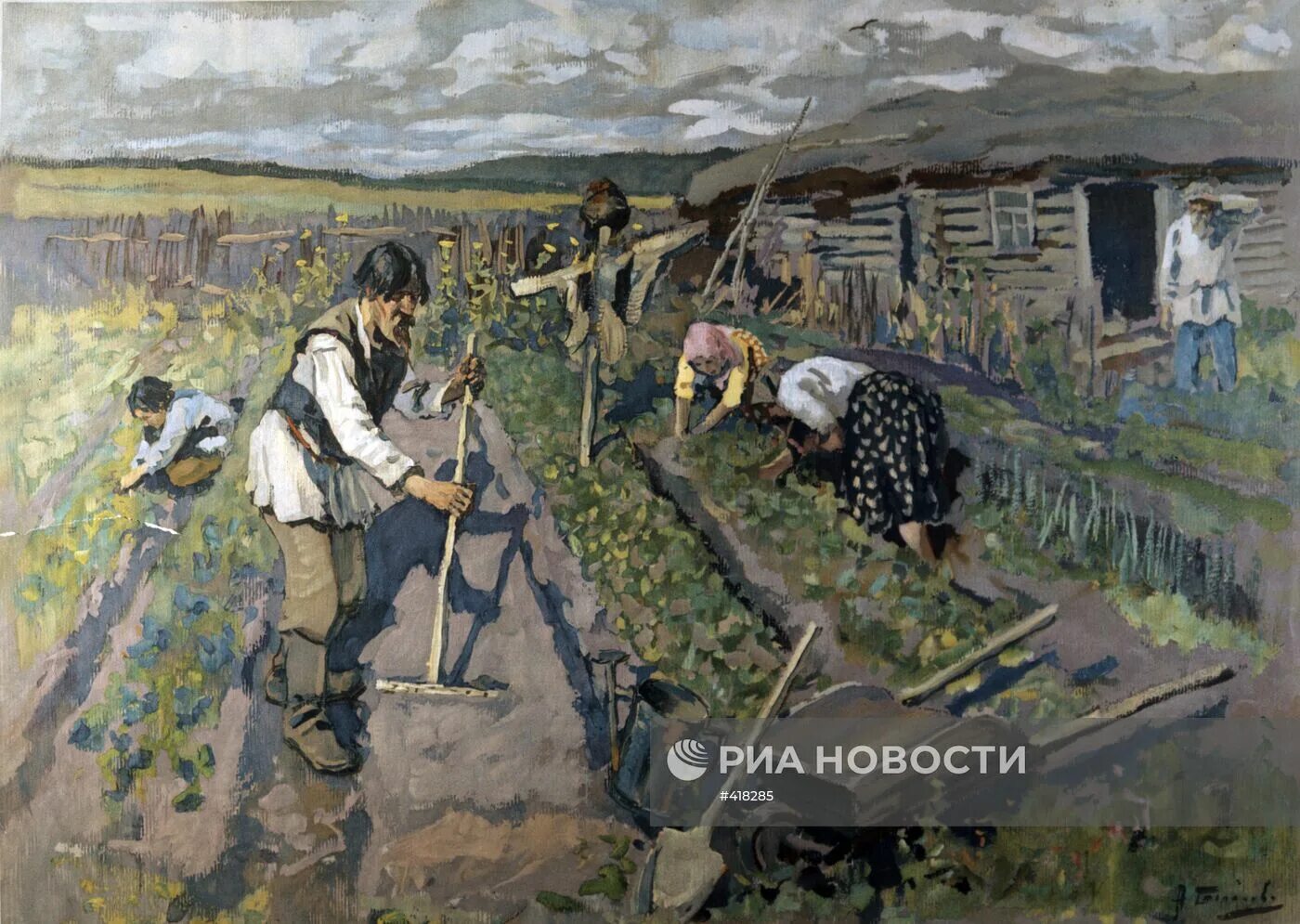 Крестьян использовавших наемный труд и технику. Копают живопись.