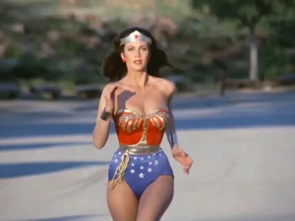 Lynda Carter slo-mo plots in Wonder Woman.