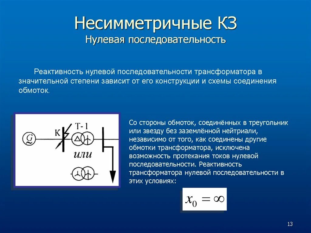 Сопротивление нулевой последовательности. Несимметричные короткие замыкания. Нулевая последовательность. Ток нулевой последовательности.