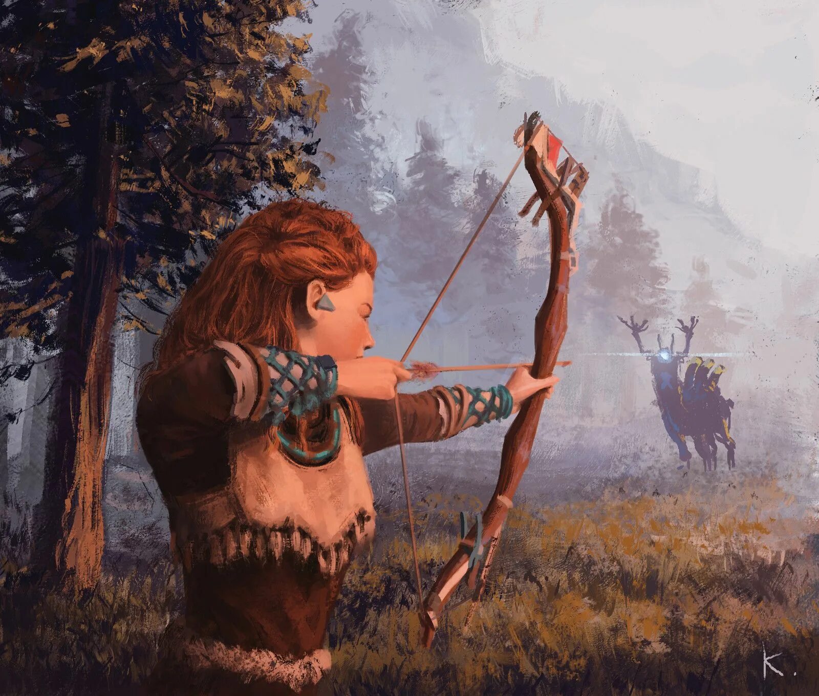 Horizon охота. Horizon zero dawn охота. лучник арт. horizon zero dawn art.