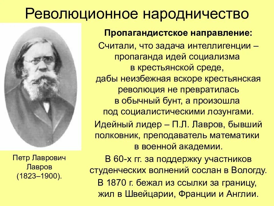 Лавров общественное движение. Народничество 1870 пропагандистское направление. Революционное народничество. Революционное народничество пропагандистское.