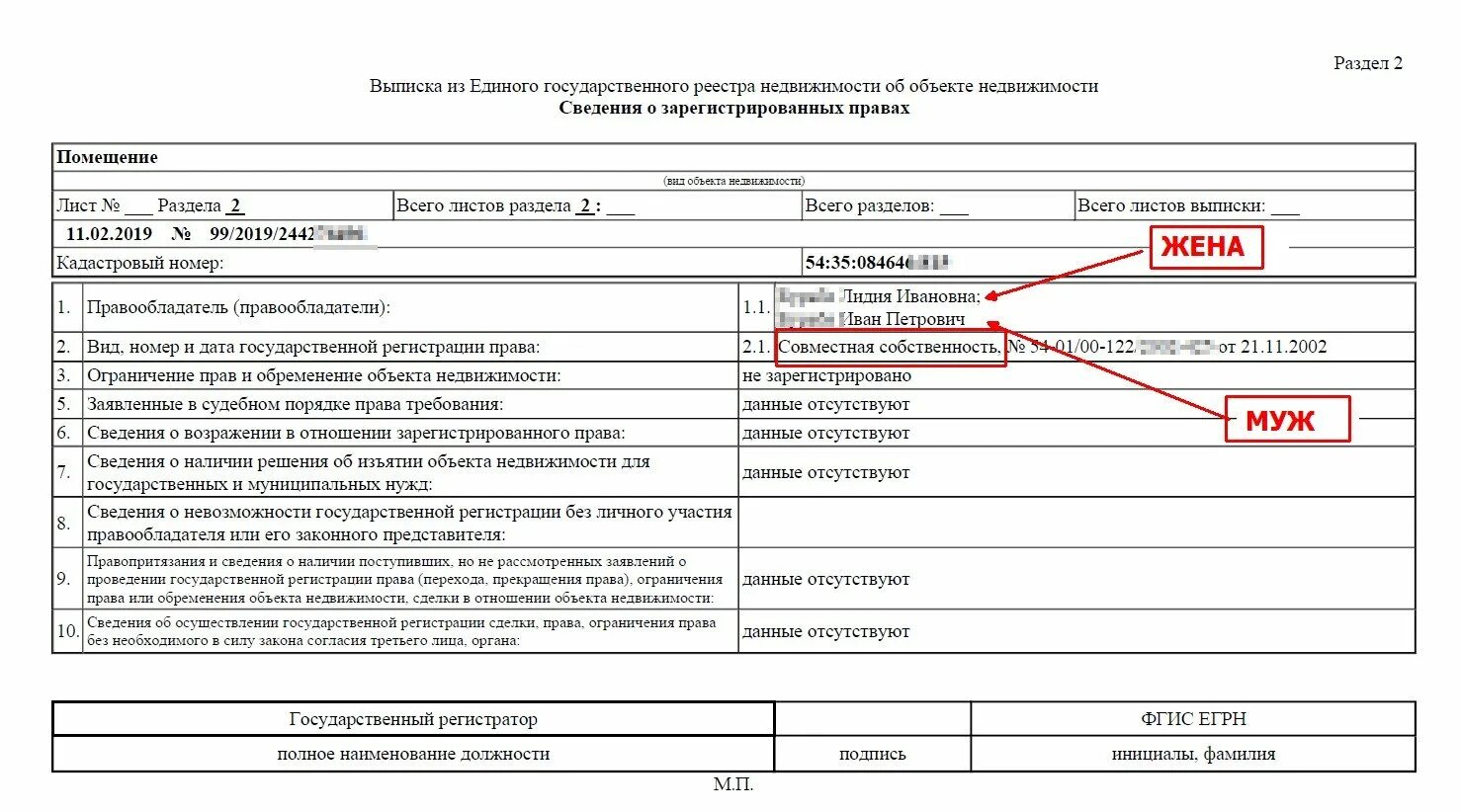 Сведения об обременении недвижимости. Выписка из ЕГРН совместная собственность. Выписка из ЕГРН при совместной собственности. Совместная собственность в выписке ЕГРН. Выписка из ЕГРН образец.