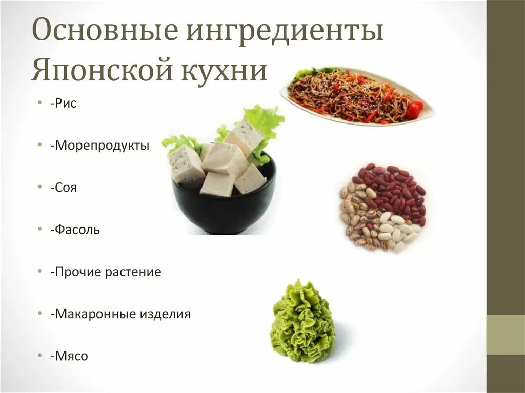 Какой основной ингредиент. Основные Ингредиенты японской кухни. Основной ингредиент японской кухни. Ингредиенты для приготовления суши. Представители этой группы растений японской кухни.