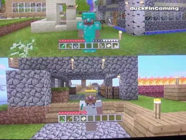 Как поиграть вдвоем в майнкрафт. Minecraft ps3 на 2 игрока. Майнкрафт на ПС 5 на двоих. Minecraft Xbox 360 2012 скрины. Майнкрафт вдвоем на одном экране.