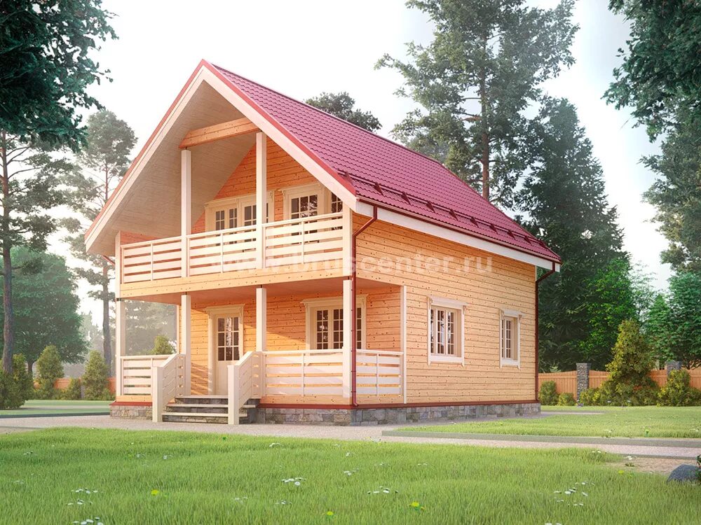 Новосибирск построить дом под ключ цены. Дом из бруса. Домик из бруса. Деревянный дом с балконом и террасой. Полутораэтажный дом из бруса.