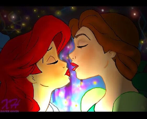 Ariel lesbian. Ариэль фемслэш. Ариэль и Белль.