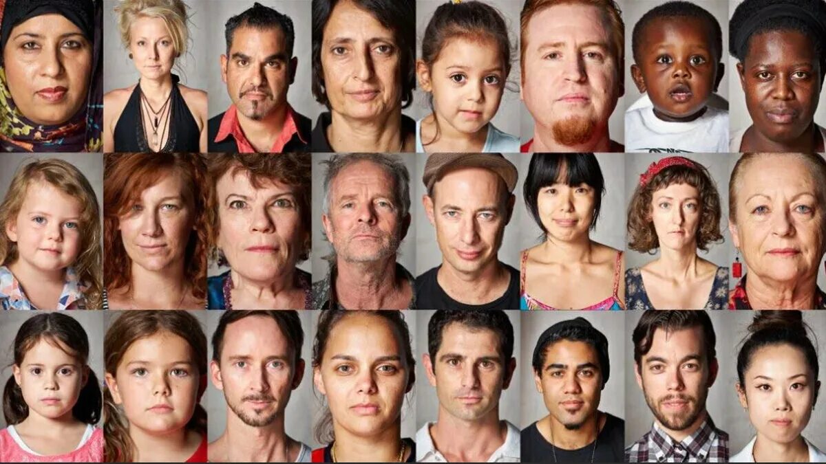 Лицо человека. Лица людей разных рас. Люди разных возрастов. Разные по внешности люди.