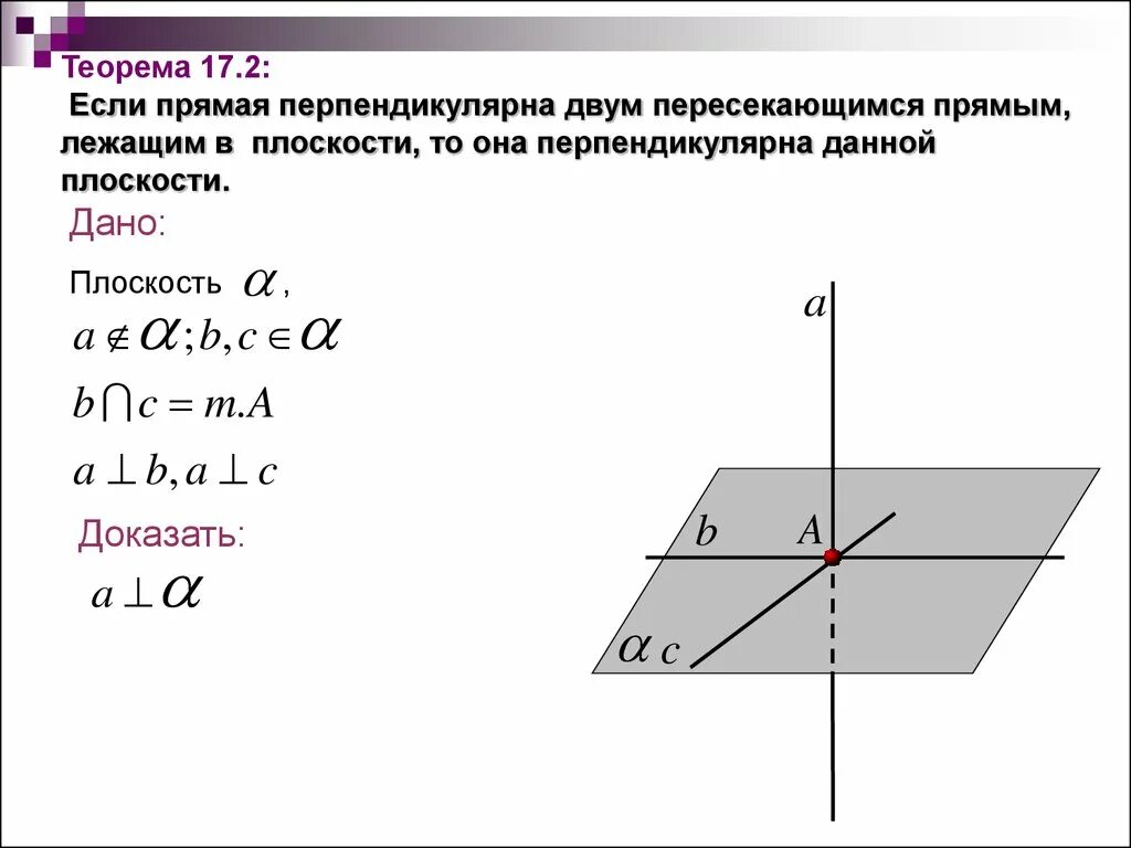 Если прямая перпендикулярна к двум пересекающимся прямым. Теореммаперпендикулярности прямой к плоскости доказательство. Если прямая перпендикулярна двум пересекающимся прямым плоскости то. Если прямая перпендикулярна к двум пересекающимся прямым в плоскости.