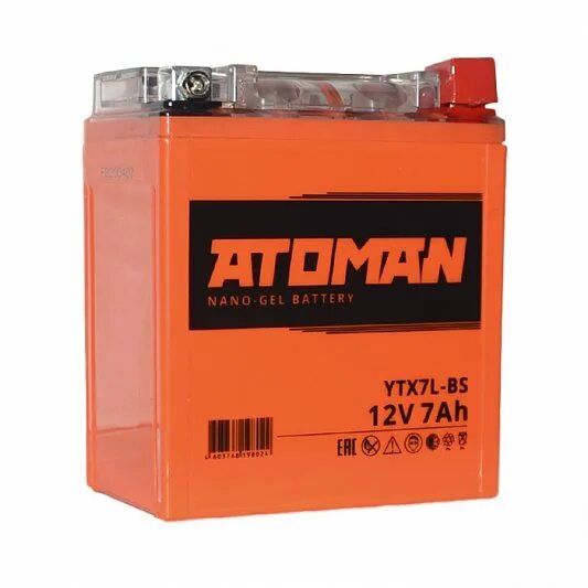 Аккумулятор мото Gel 12v/ 7ah/100 a. Мото аккумулятор гелевый ATOMAN 12v 7ah (ytx7a-BS). Аккумулятор ATOMAN AGM 12v 4aч (yb4l, ytx4l-BS) О/П Д*Ш*В 11,4*7,1*9,2 см. АКБ атоман 20ан. Nano gel