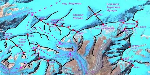 Ледник федченко на карте