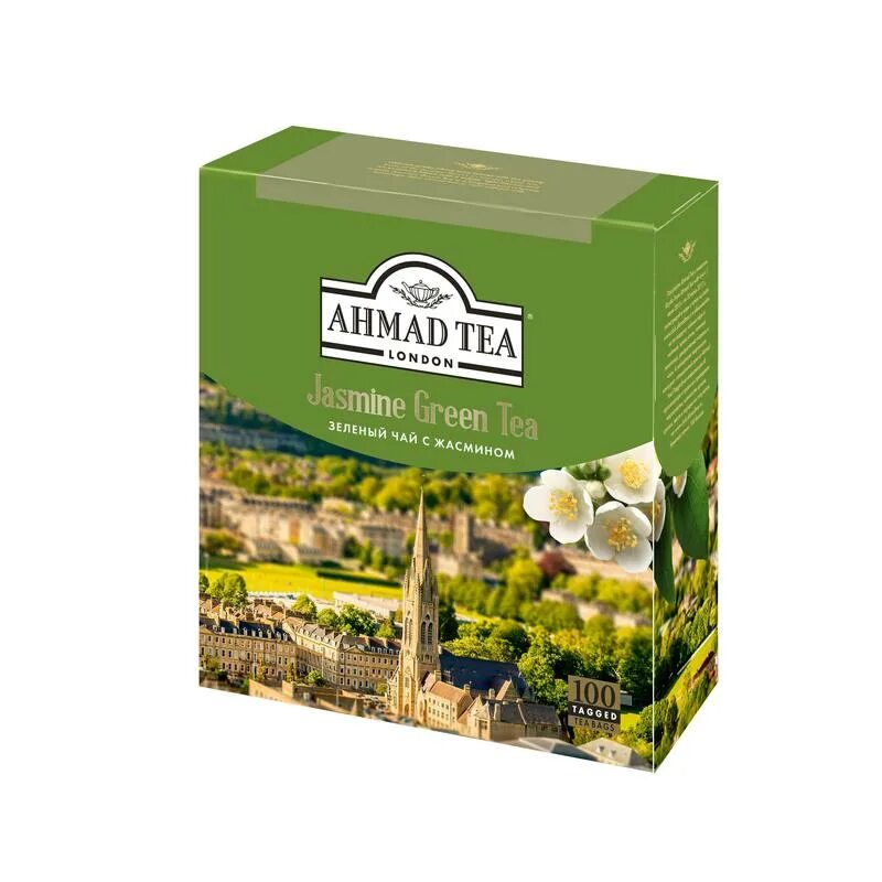 Черный чай в зеленой упаковке. Чай Ahmad Tea 100 пакетиков. Ahmad Tea с жасмином. Ahmad Tea зеленый чай 100гр.