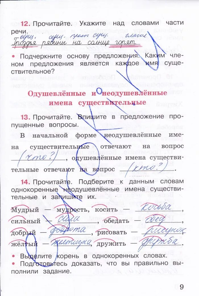 Русский язык 3 класс рт 2 часть. Русский язык рабочая тетрадь 3 класс 2 часть Канакина страница 9.