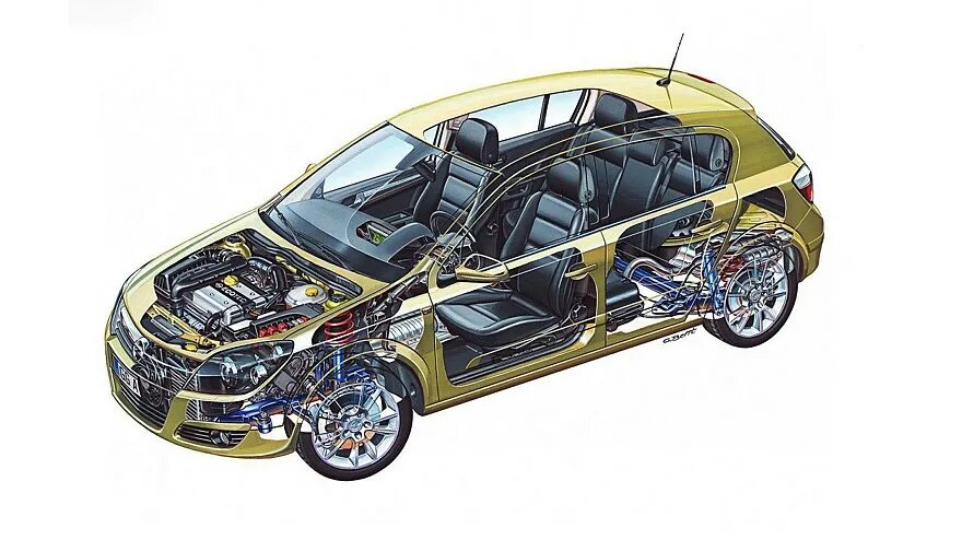 Механизм автомобиля легкового. Opel Astra. Cutaway Opel.