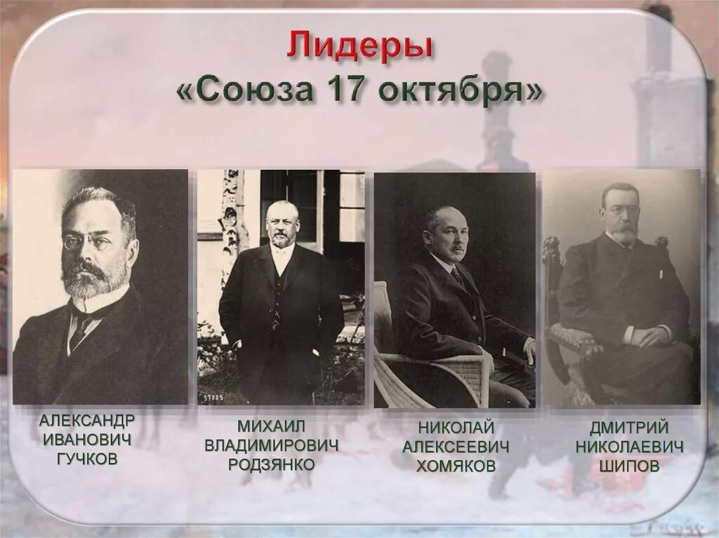 Союз 17 октября партия Гучков. Лидер партии Союз 17 октября. Союз 17 октября октябристы Лидер. Лидер партии Союз 17 октября Гучков а и.