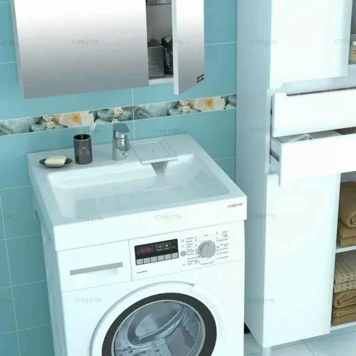 Раковина на стиральную машину фото Раковина над стиральной машиной 60x55 см Raval Perla Per.08.60/W купить в Москве