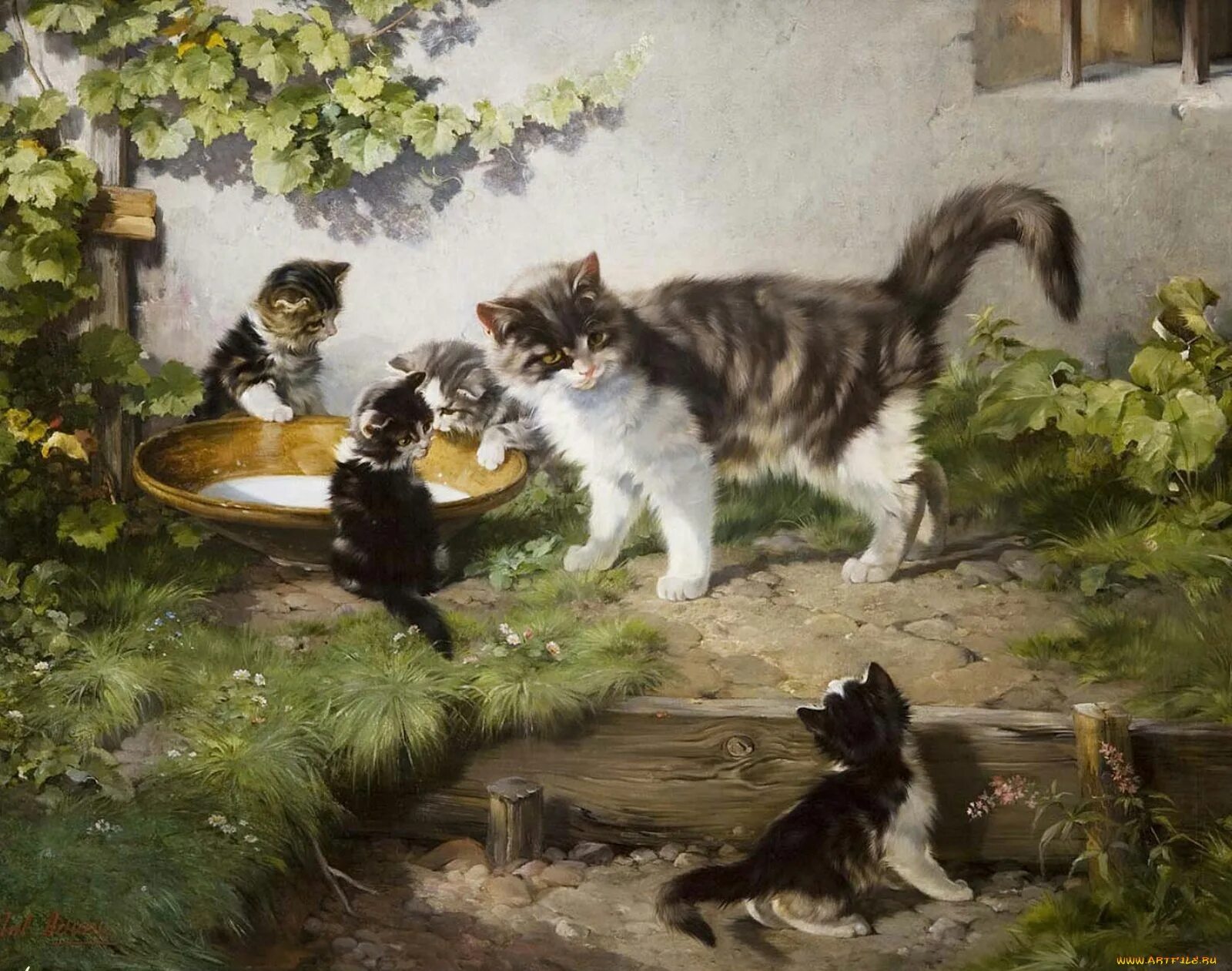 Составление рассказов кошка с котятами. Джулиус Адамс художник.